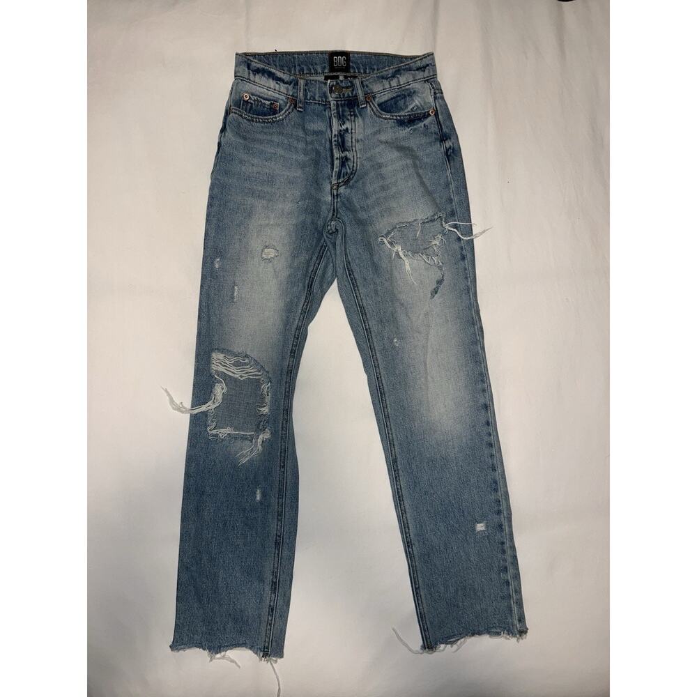 BDG Urban Outfitters Slim Straight Cropped Jeans Women’s Sz 24 Ripped Button Fly